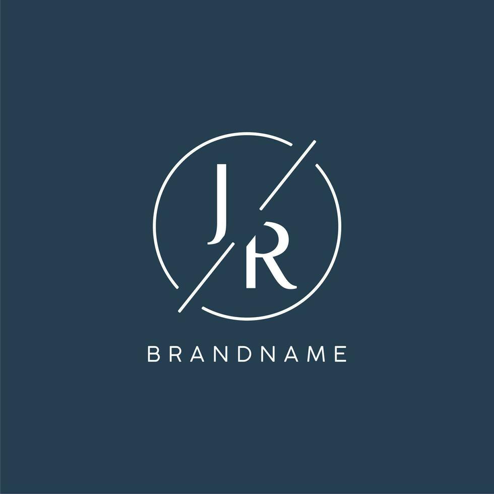 Initial letter JR logo monogram with circle line style vector