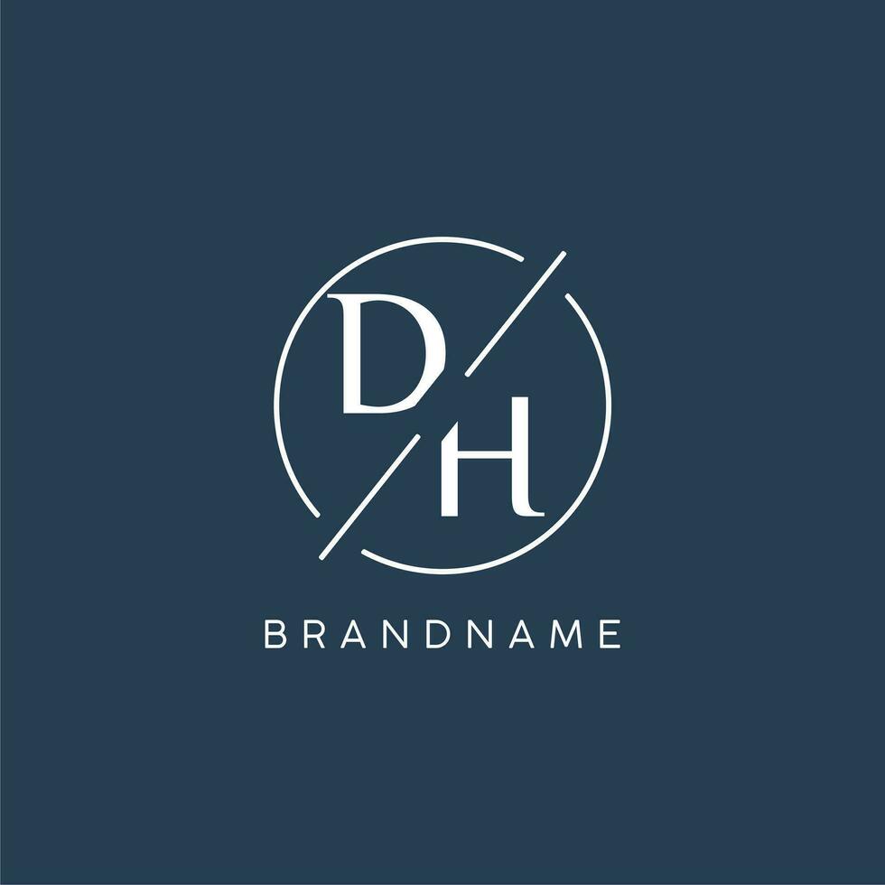 Initial letter DH logo monogram with circle line style vector