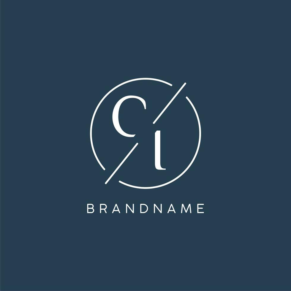 Initial letter CI logo monogram with circle line style vector