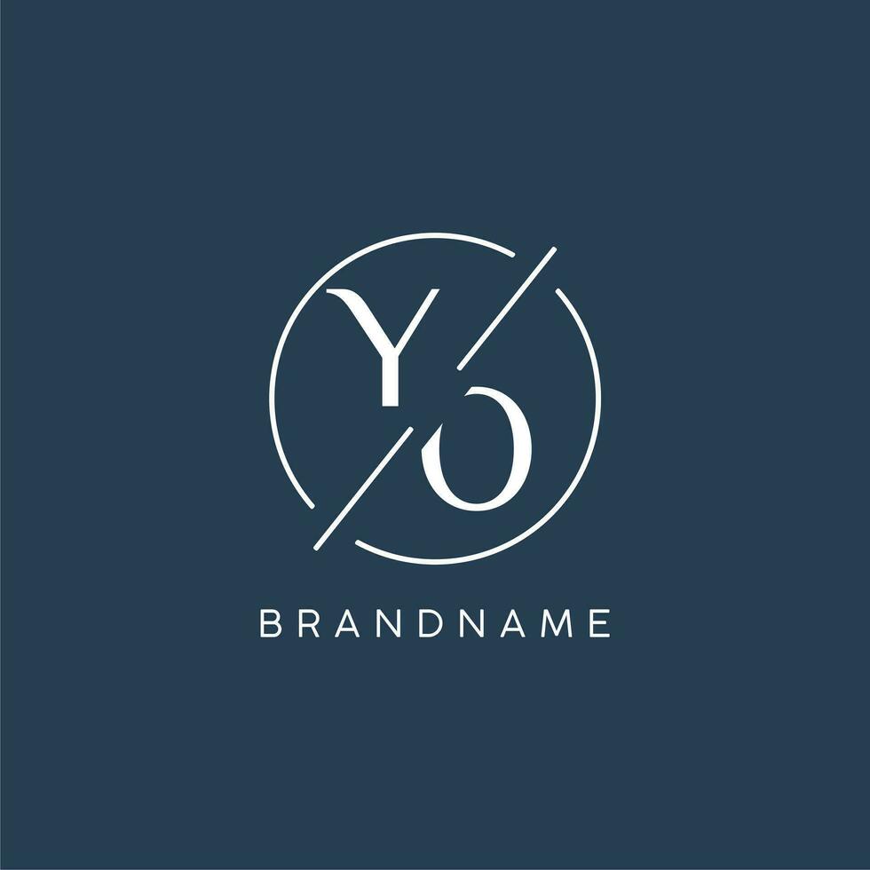 Initial letter YO logo monogram with circle line style vector