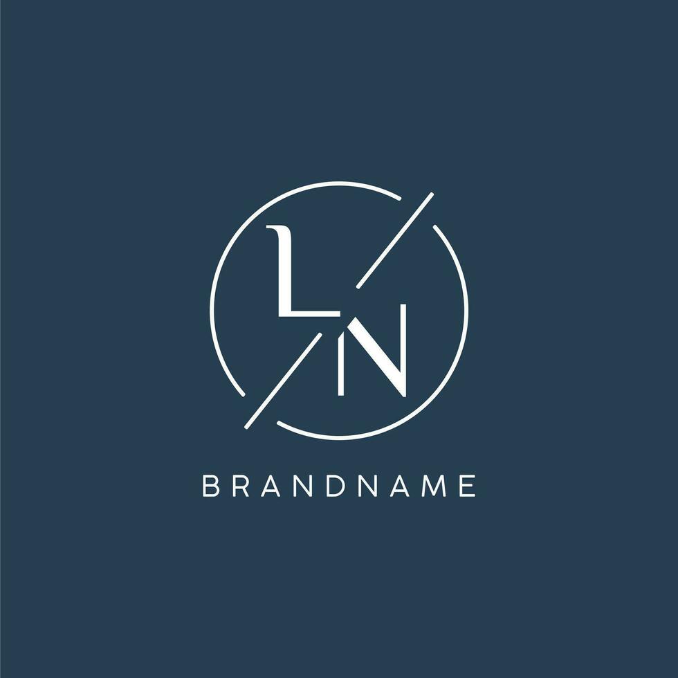 Initial letter LN logo monogram with circle line style vector