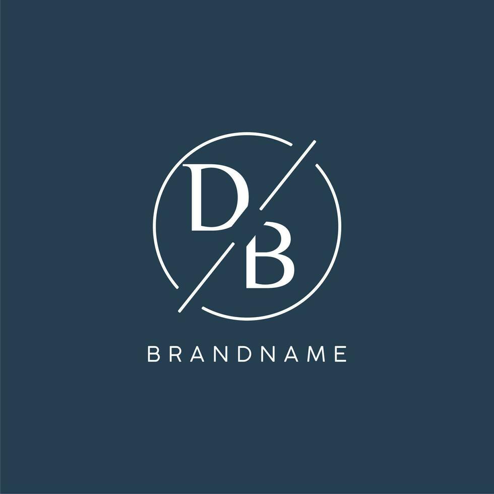 Initial letter DB logo monogram with circle line style vector