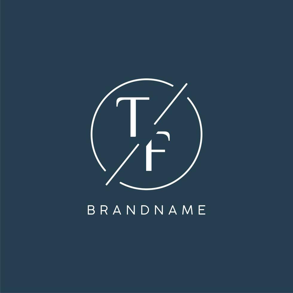Initial letter TF logo monogram with circle line style vector