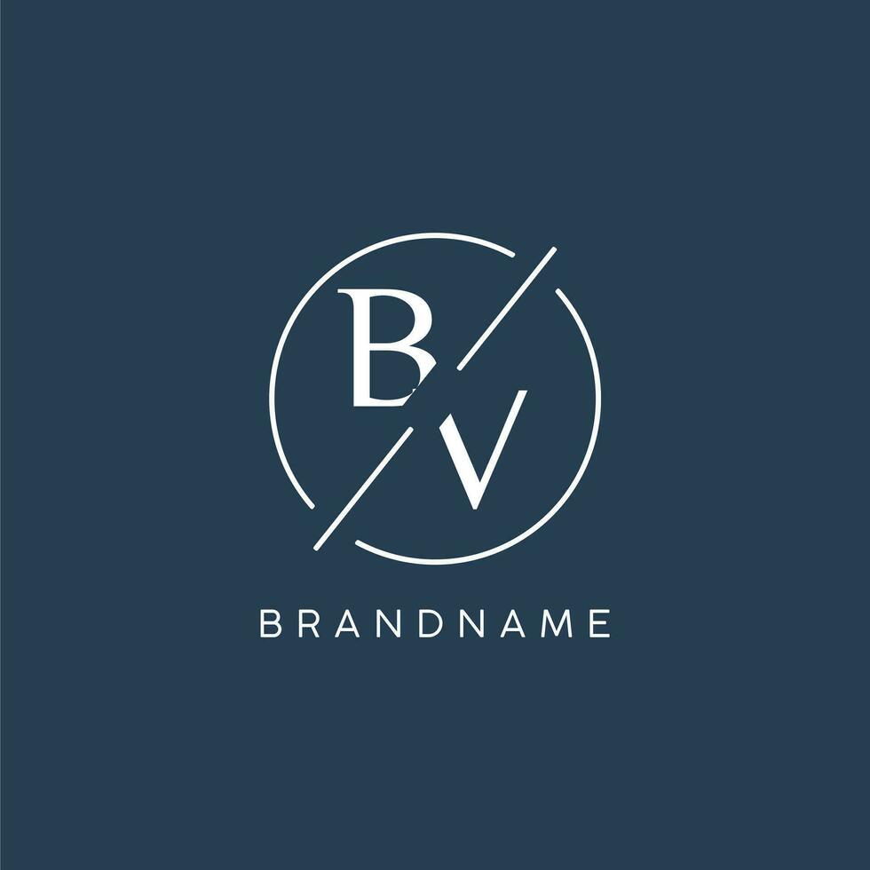 inicial letra bv logo monograma con circulo línea estilo vector