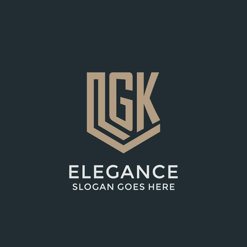 Initial GK logo shield guard shapes logo idea vector