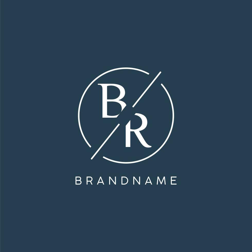 Initial letter BR logo monogram with circle line style vector