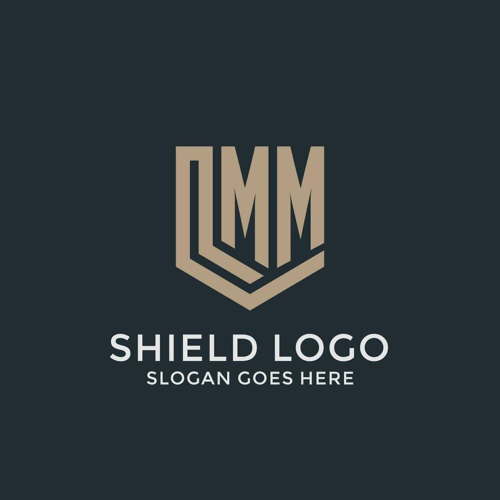 Initial MM logo shield guard shapes logo idea vector