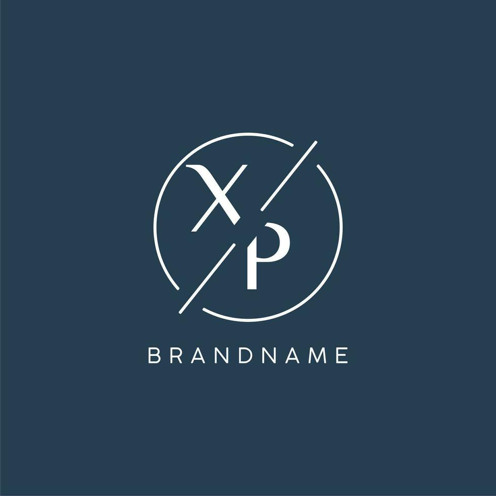 Initial letter XP logo monogram with circle line style vector