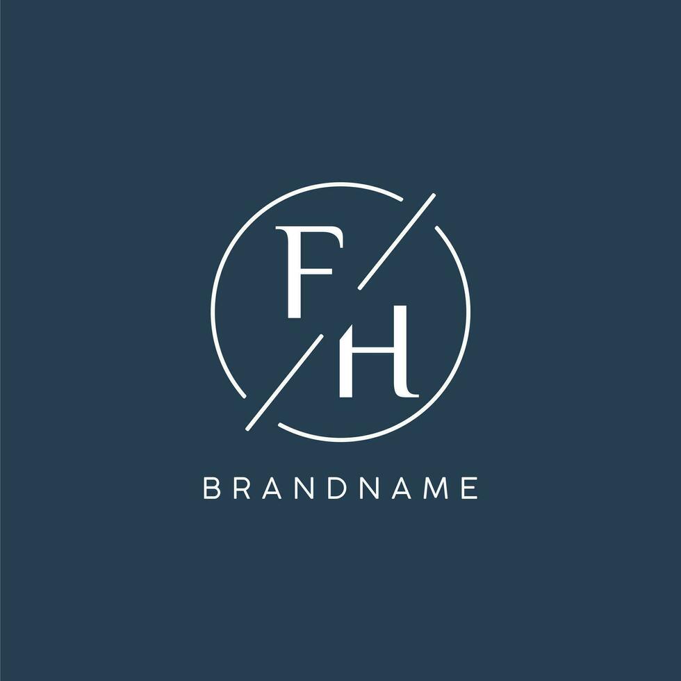 Initial letter FH logo monogram with circle line style vector