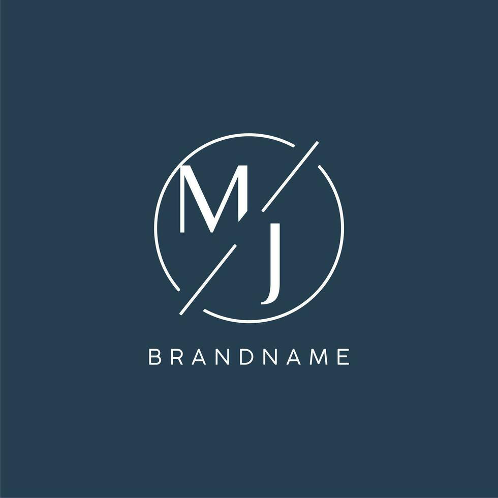 Initial letter MJ logo monogram with circle line style vector