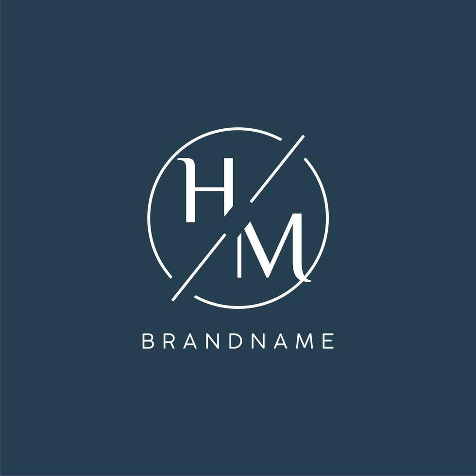 Initial letter HM logo monogram with circle line style vector