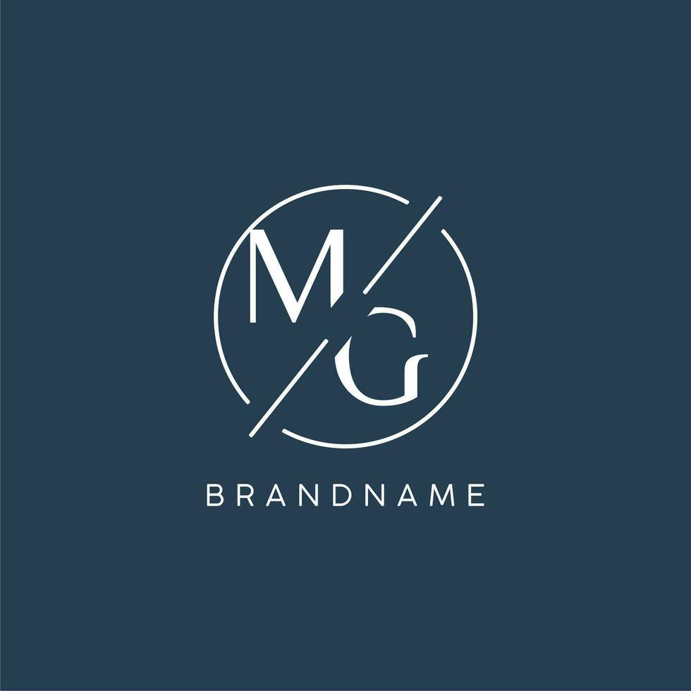 Initial letter MG logo monogram with circle line style vector