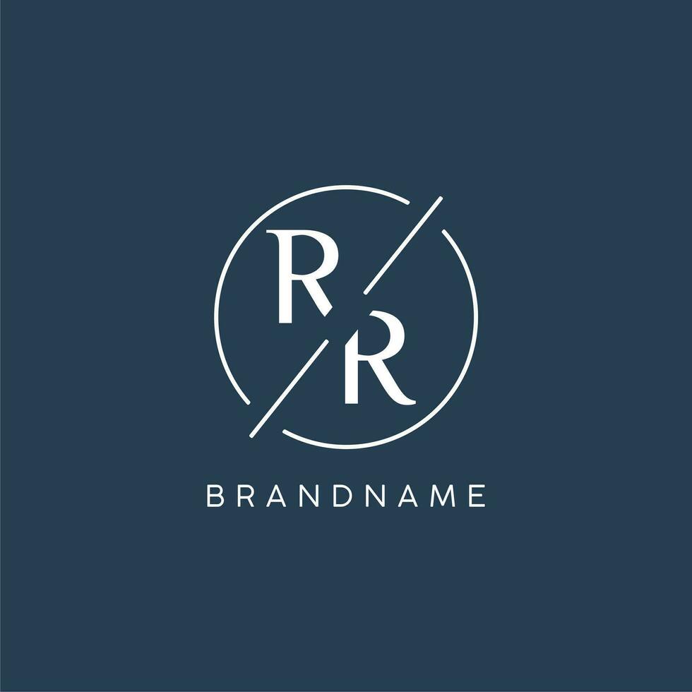 Initial letter RR logo monogram with circle line style vector