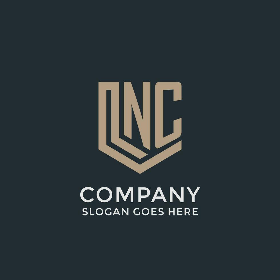 Initial NC logo shield guard shapes logo idea vector