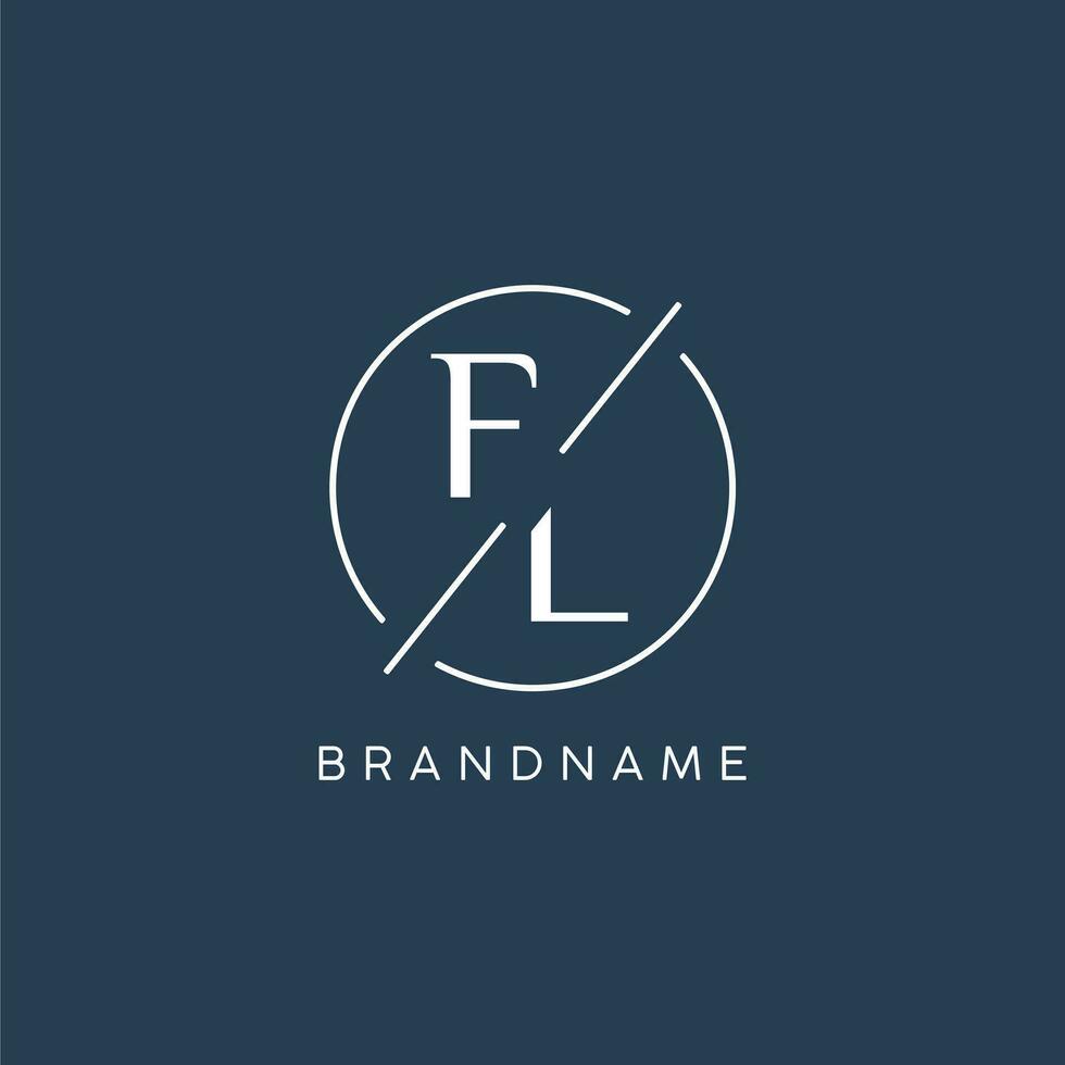 Initial letter FL logo monogram with circle line style vector