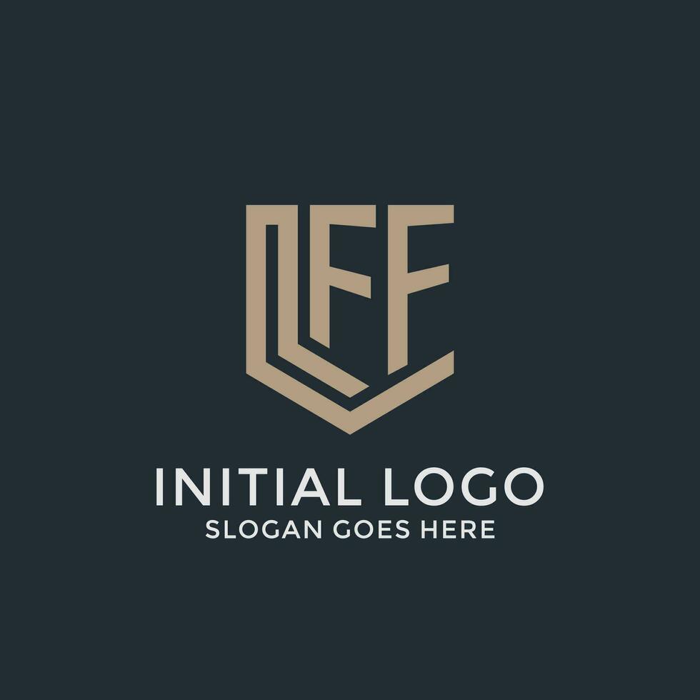 Initial FF logo shield guard shapes logo idea vector