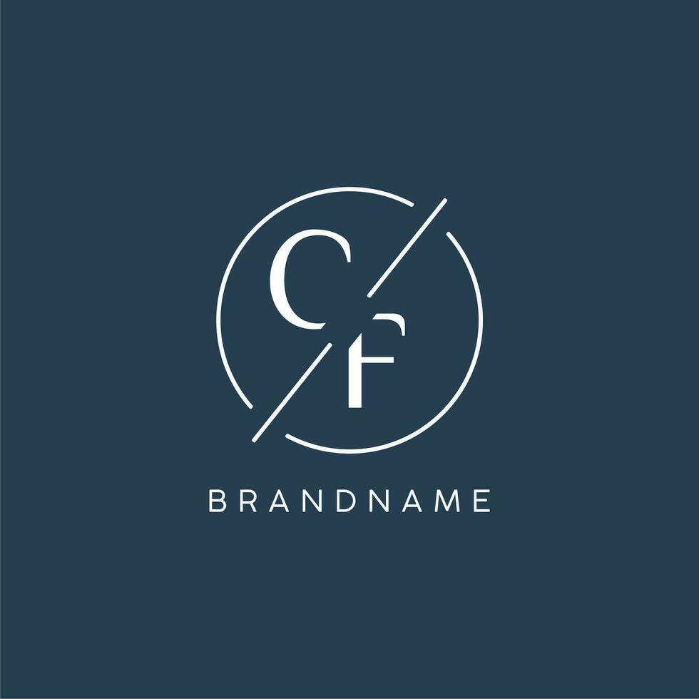 Initial letter CF logo monogram with circle line style vector