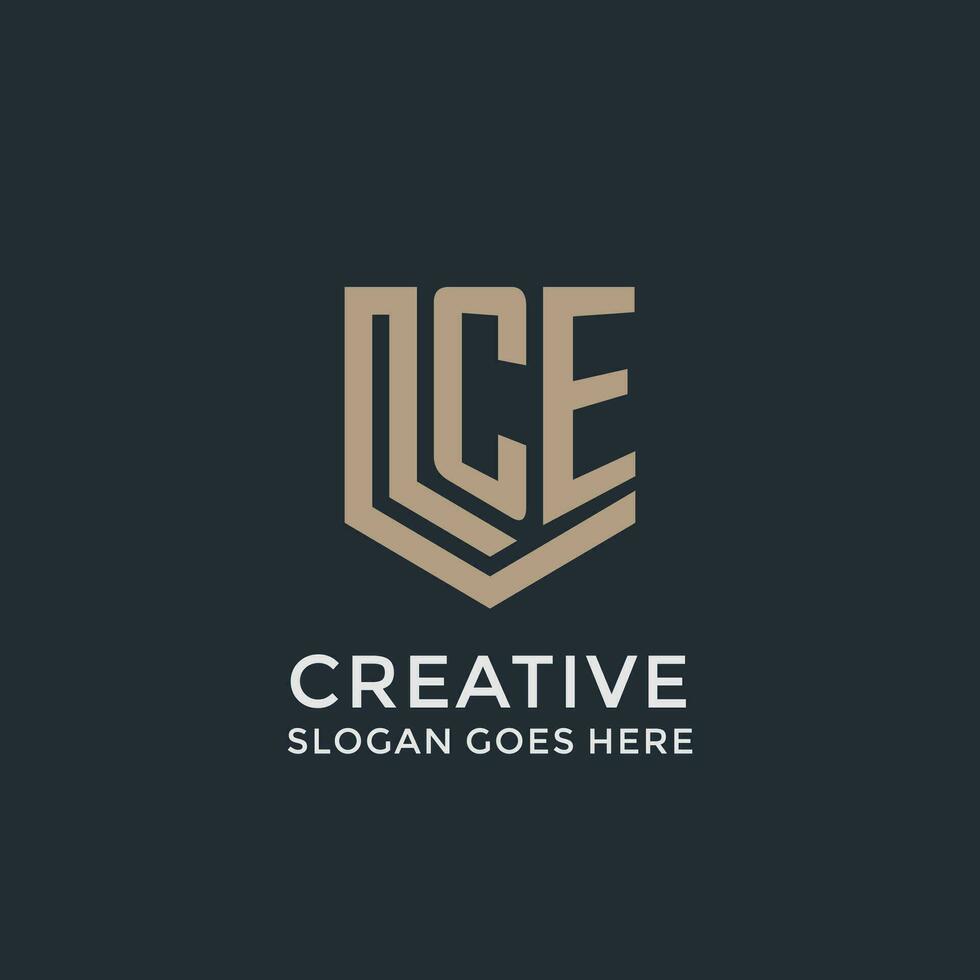 Initial CE logo shield guard shapes logo idea vector