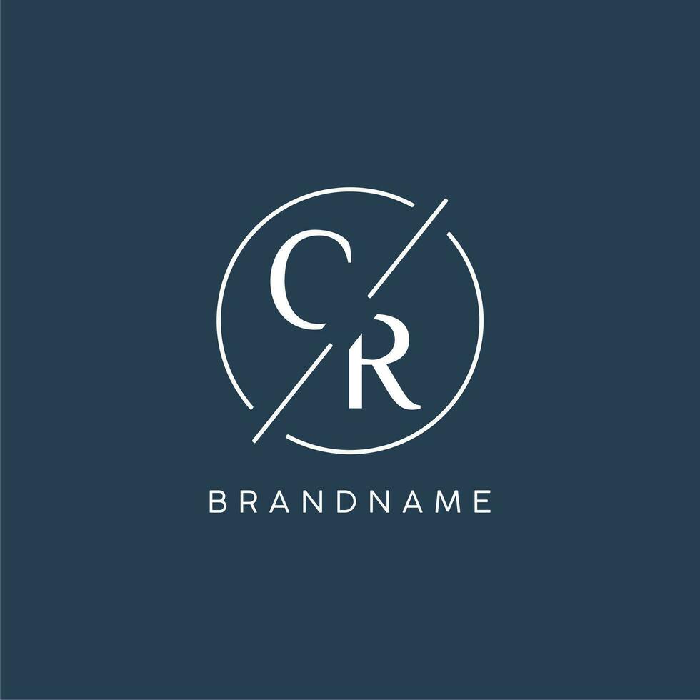 Initial letter CR logo monogram with circle line style vector