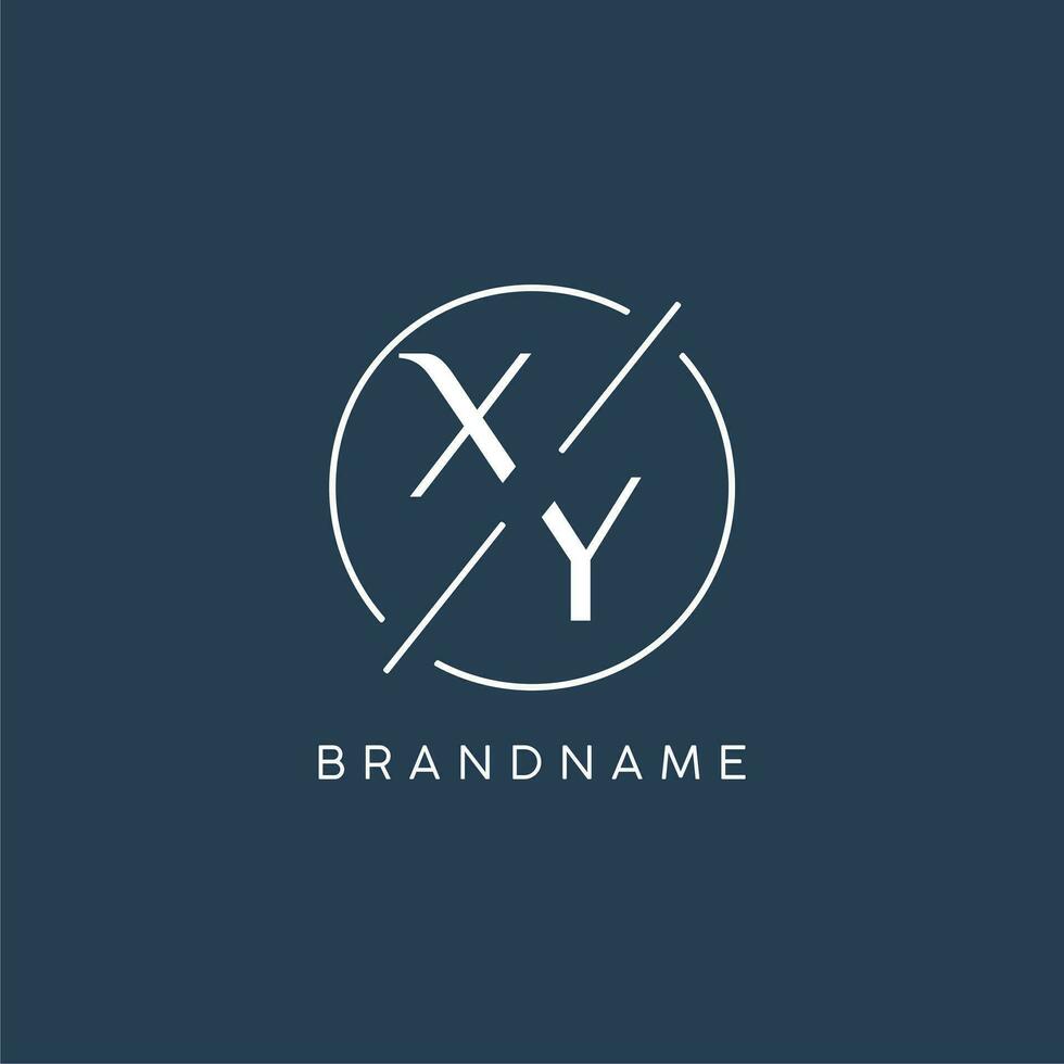 Initial letter XY logo monogram with circle line style vector