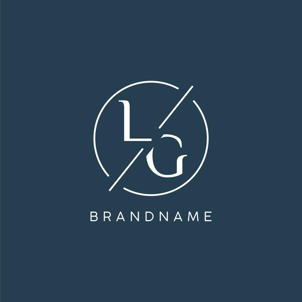 Initial letter LG logo monogram with circle line style vector