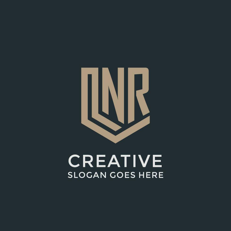 Initial NR logo shield guard shapes logo idea vector