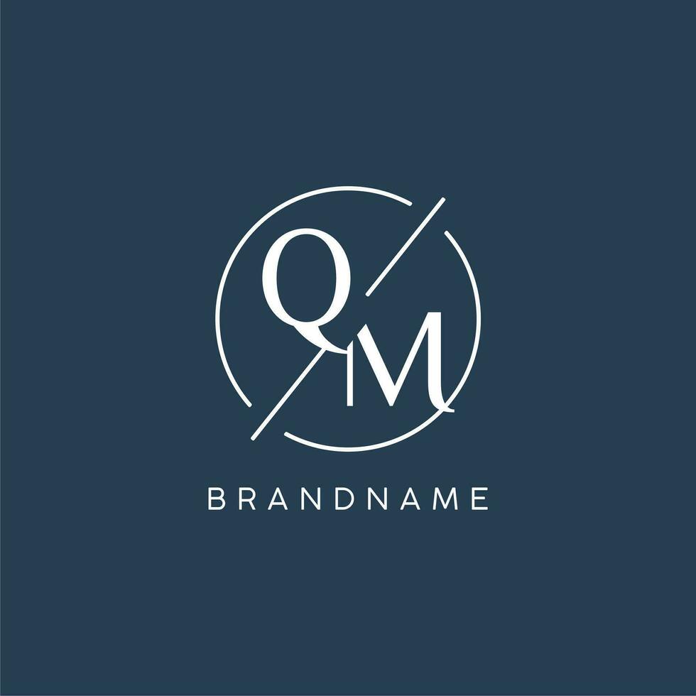 Initial letter QM logo monogram with circle line style vector