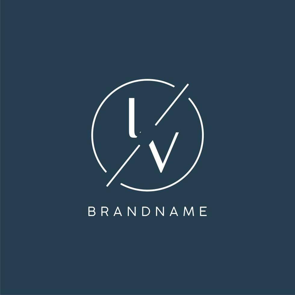 Initial letter IV logo monogram with circle line style vector