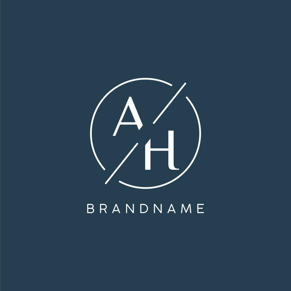 Initial letter AH logo monogram with circle line style vector