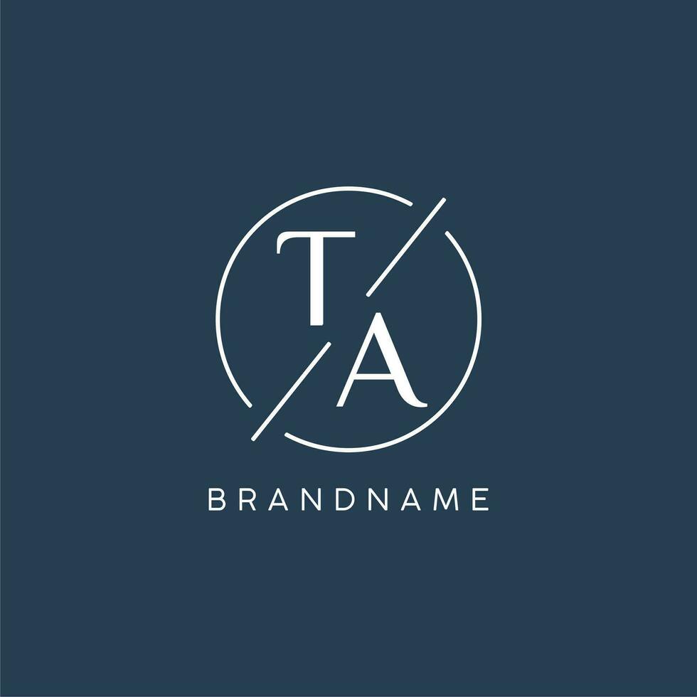 Initial letter TA logo monogram with circle line style vector