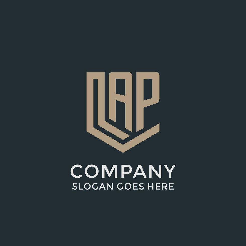 Initial AP logo shield guard shapes logo idea vector