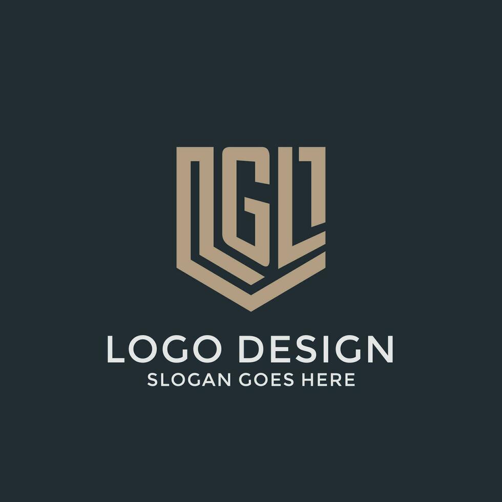 Initial GL logo shield guard shapes logo idea vector