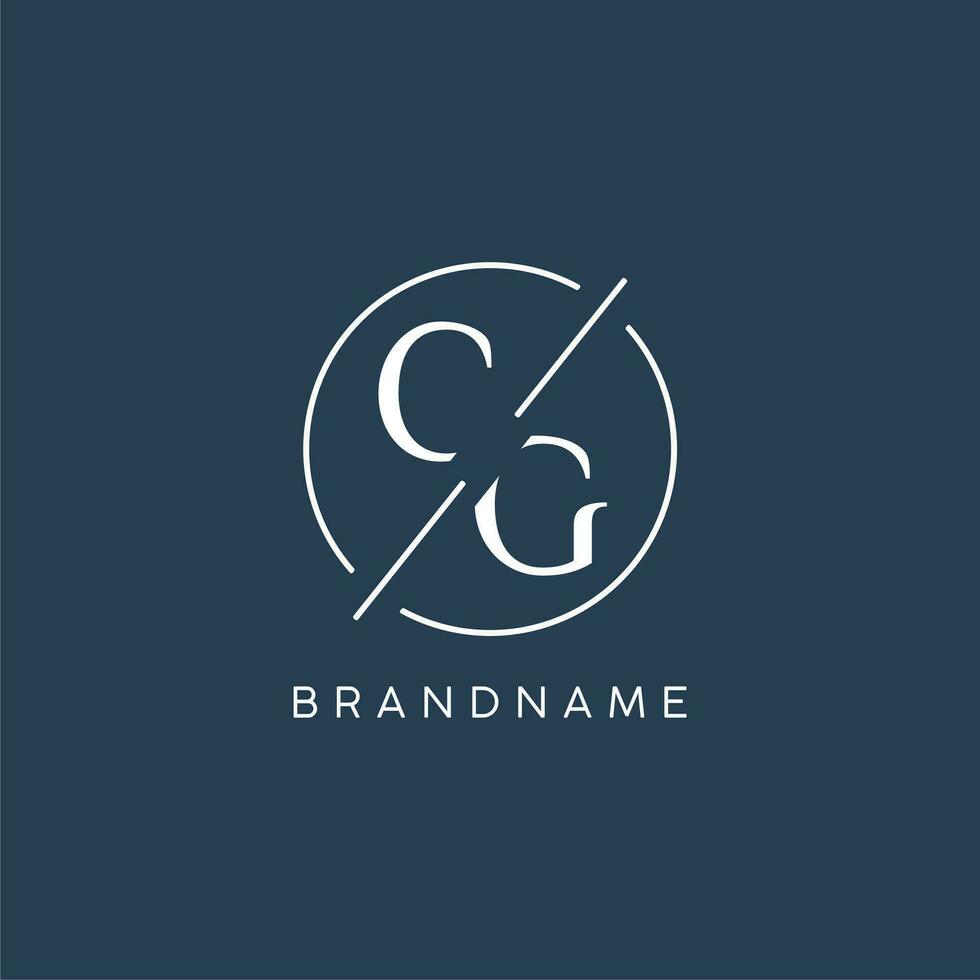 Initial letter CG logo monogram with circle line style vector