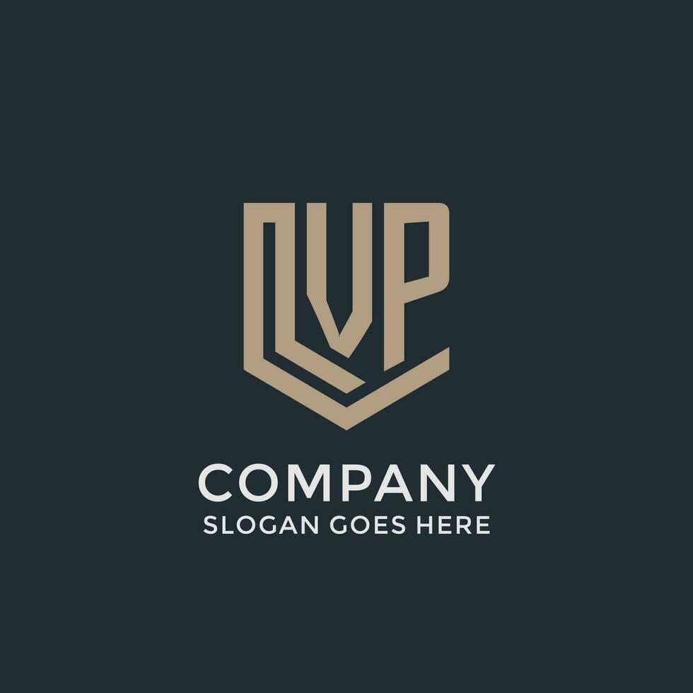 Initial VP logo shield guard shapes logo idea vector