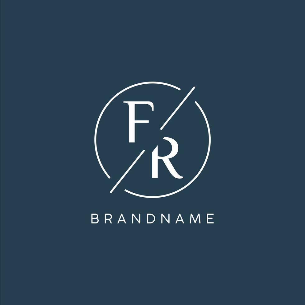 Initial letter FR logo monogram with circle line style vector