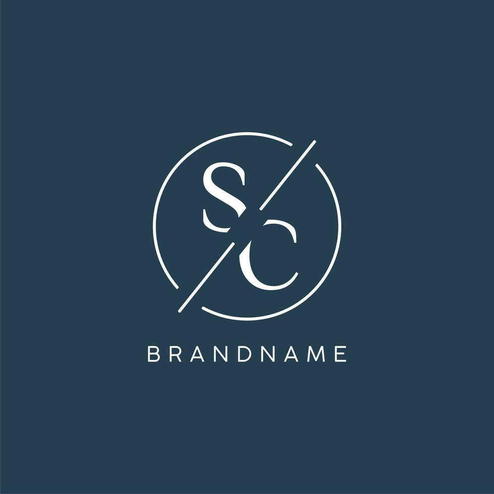 Initial letter SC logo monogram with circle line style vector