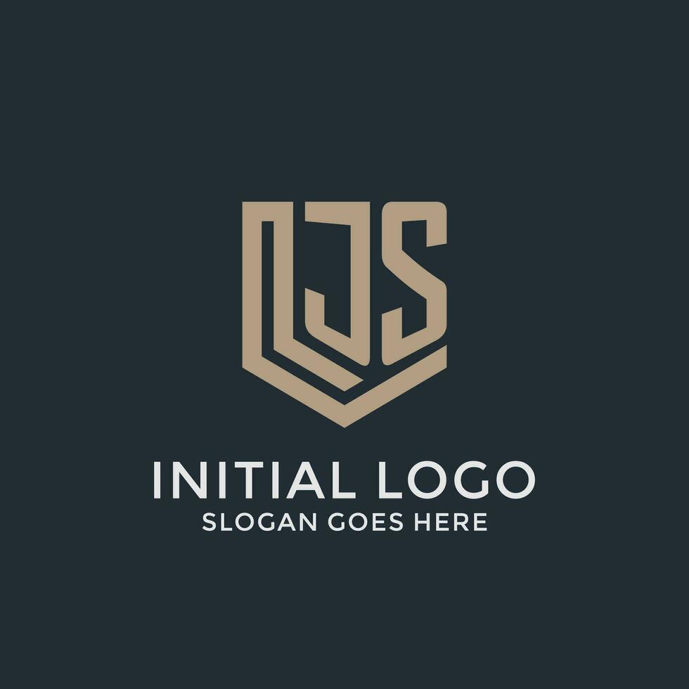 Initial JS logo shield guard shapes logo idea vector