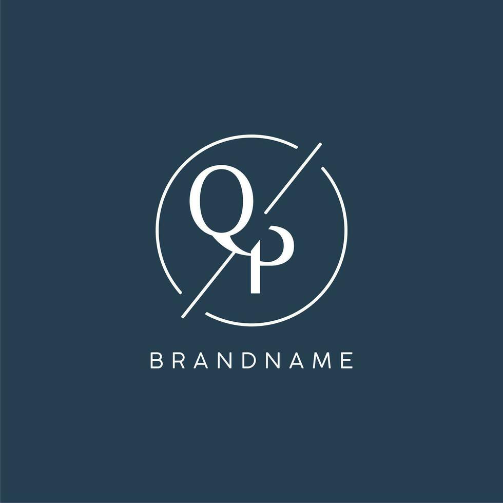Initial letter QP logo monogram with circle line style vector