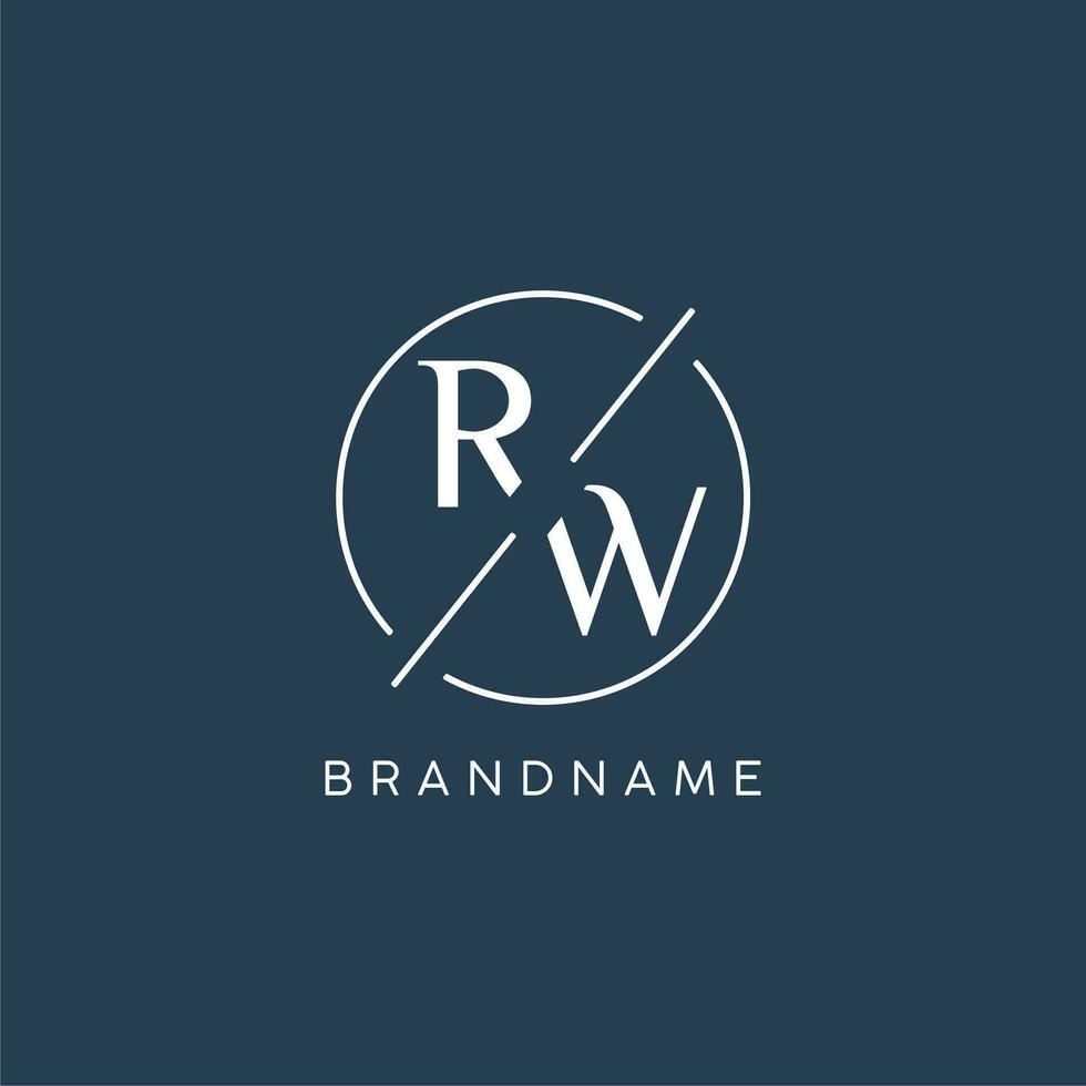 Initial letter RW logo monogram with circle line style vector