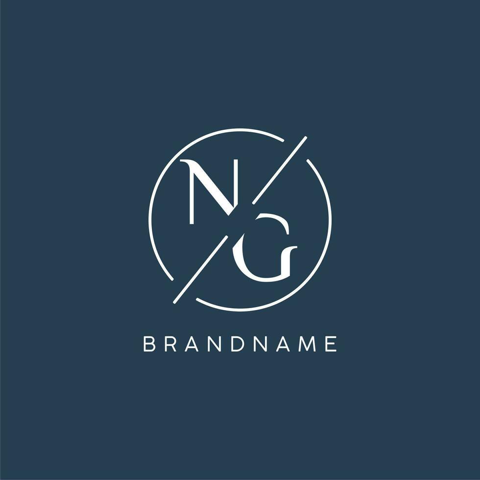 Initial letter NG logo monogram with circle line style vector