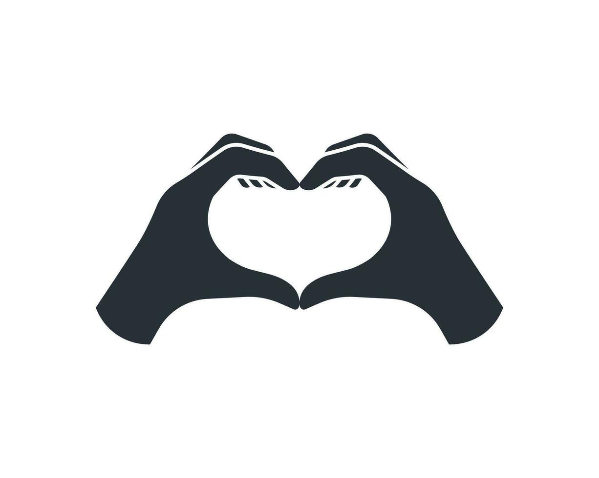 Icon two hands in the shape of a heart. vector