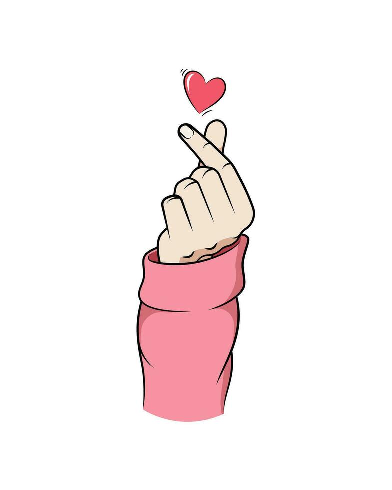 Korean love sign. Korea finger heart vector illustration