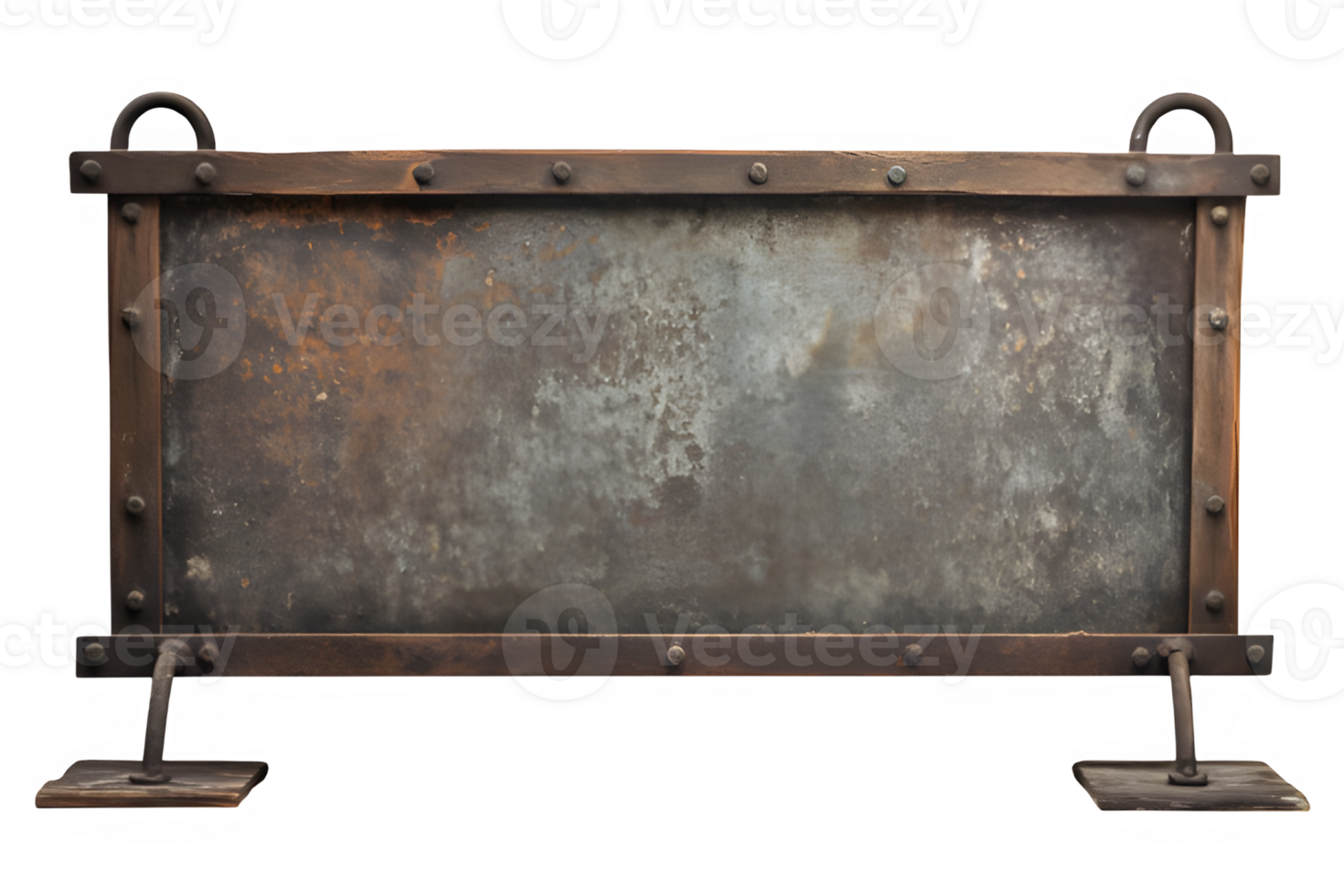 old iron plank signboard isolated on transparent background ,generative ai png