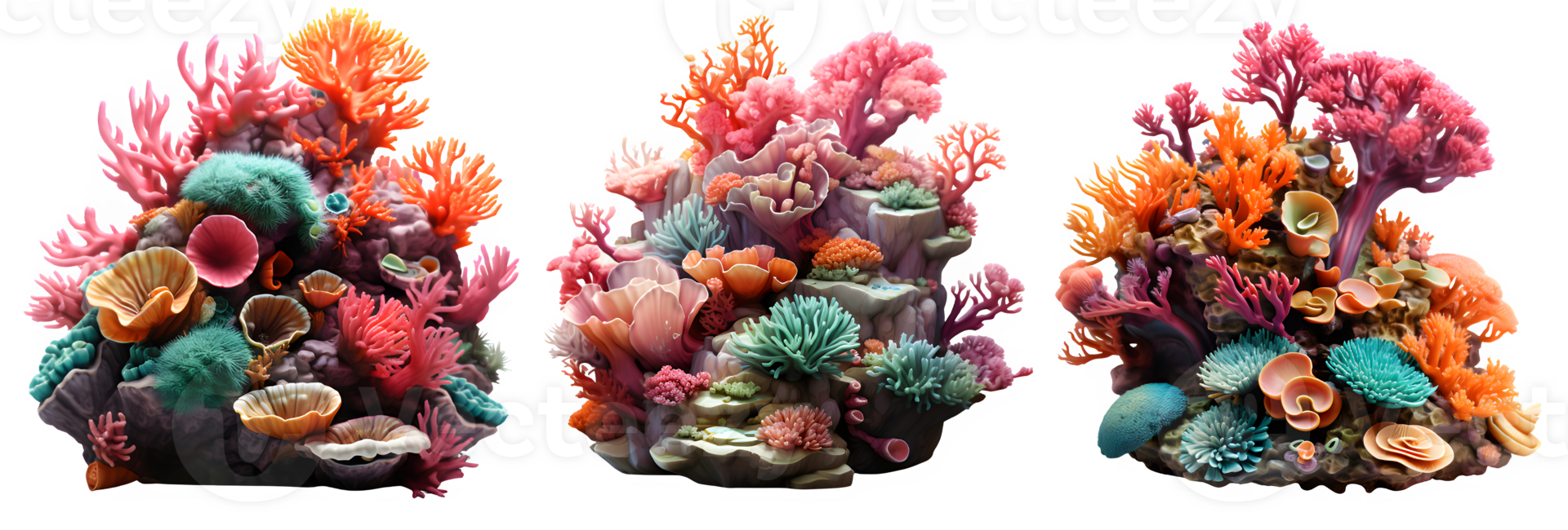 coral reef isolated on transparent background ,sea coral reef cut out ,generative ai png