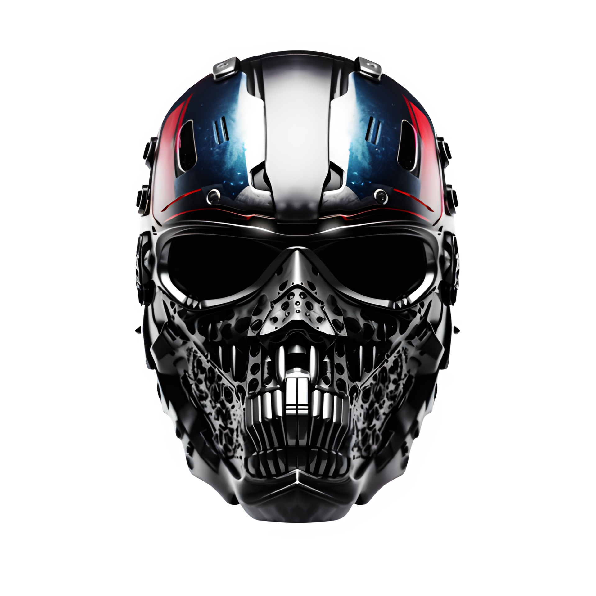 set of iron skull helmet isolated on transparent background ,futuristic