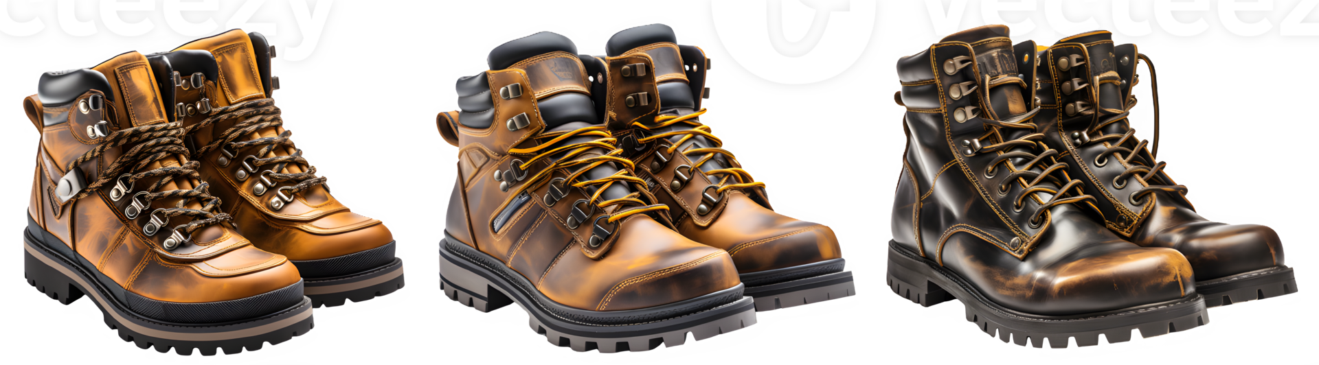 mountaineering boots cut out ,safety shoes isolated on transparent background ,generative ai png