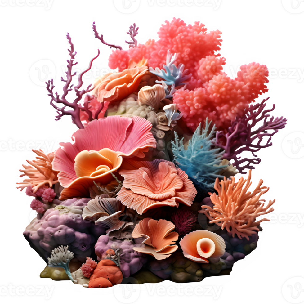 coral reef isolated on transparent background ,sea coral reef cut out ,generative ai png