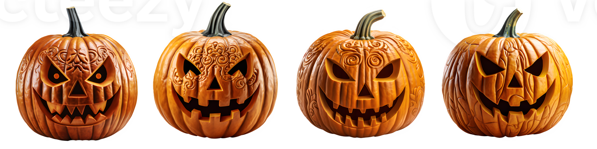 halloween pumpkin isolated on transparent background ,jack o'lantern cut out ,generative ai png