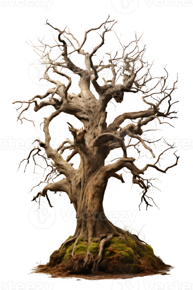 dead tree isolated on transparent background ,dry tree cut out ,generative ai png
