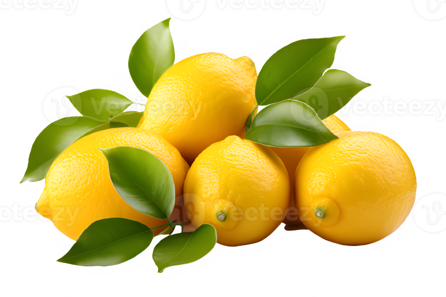yellow lemon isolated on transparent background ,fresh lemon cut out ,generative ai png